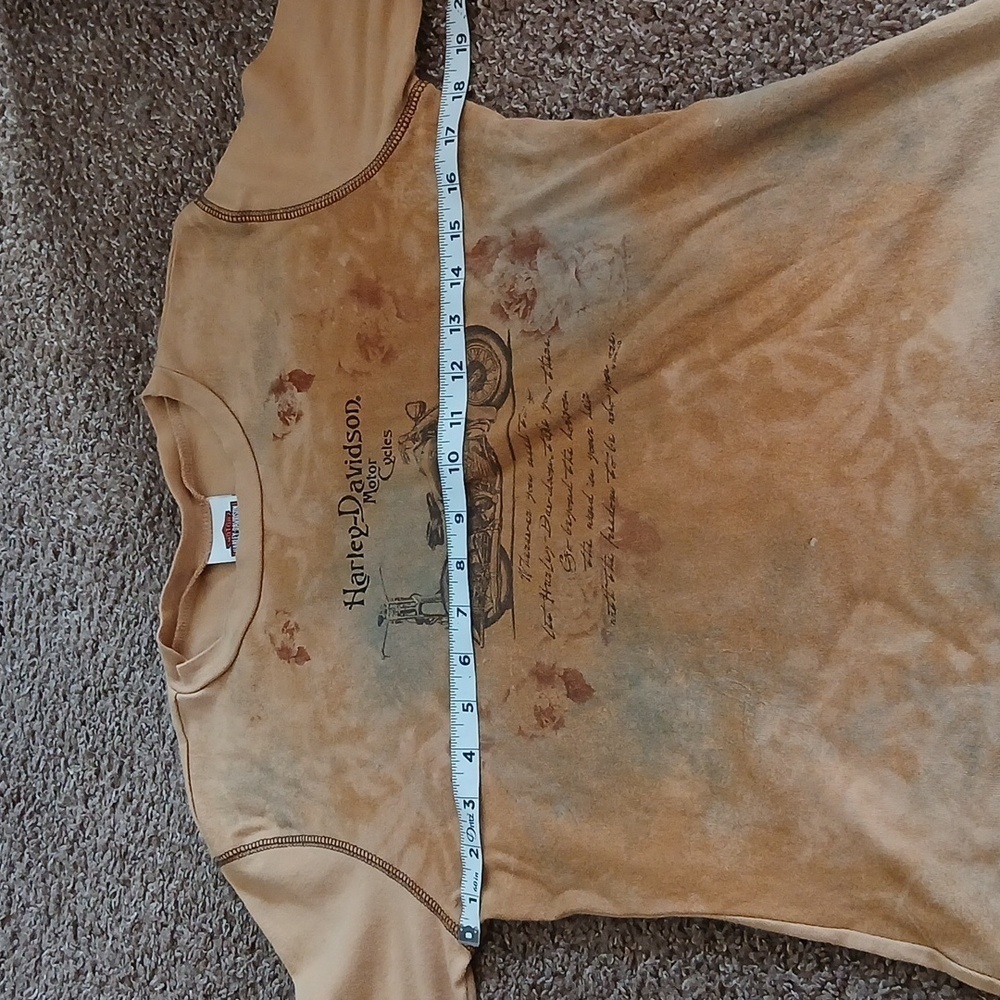 Harley Davidson tan bike quarter sleeve tee shirt size large - Picture 8 of 11